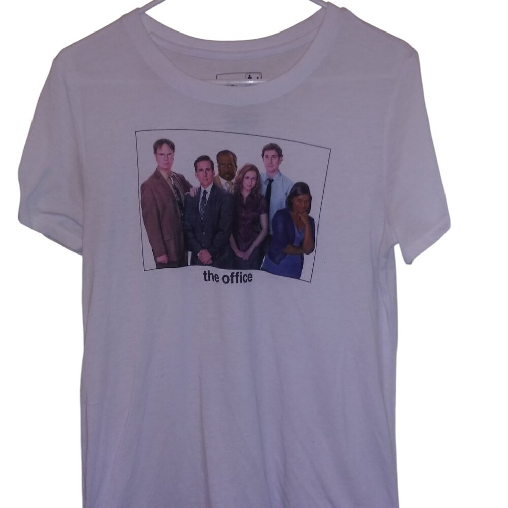 The Office Cast White Short Sleeve Tee Shirt Size L NBC Universal Television